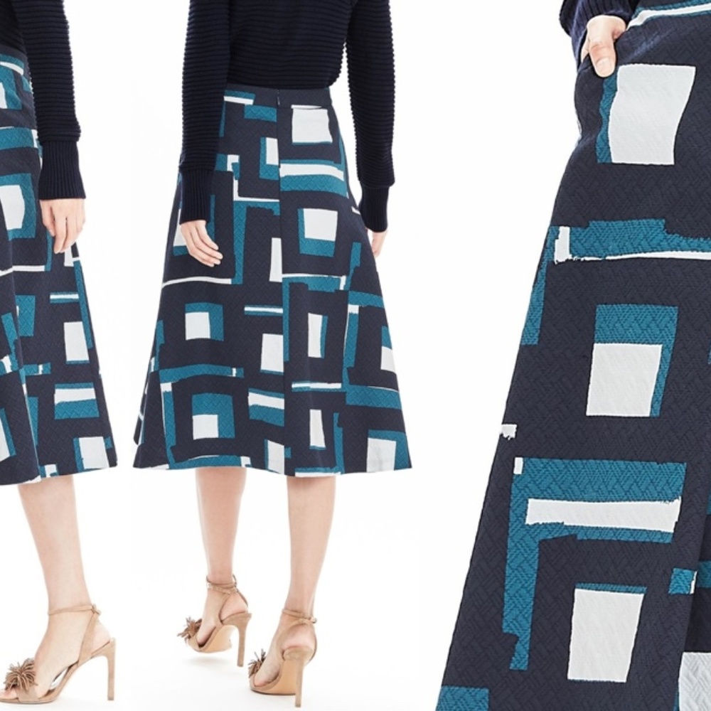 Banana Republic pleat-front jacquard midi skirt